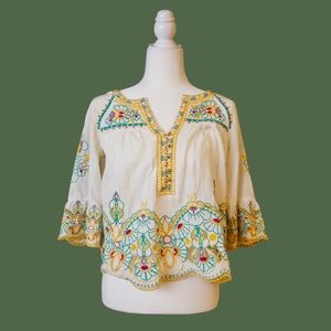 Anthropologie Akemi + Kin Bisbee Embroidered Top